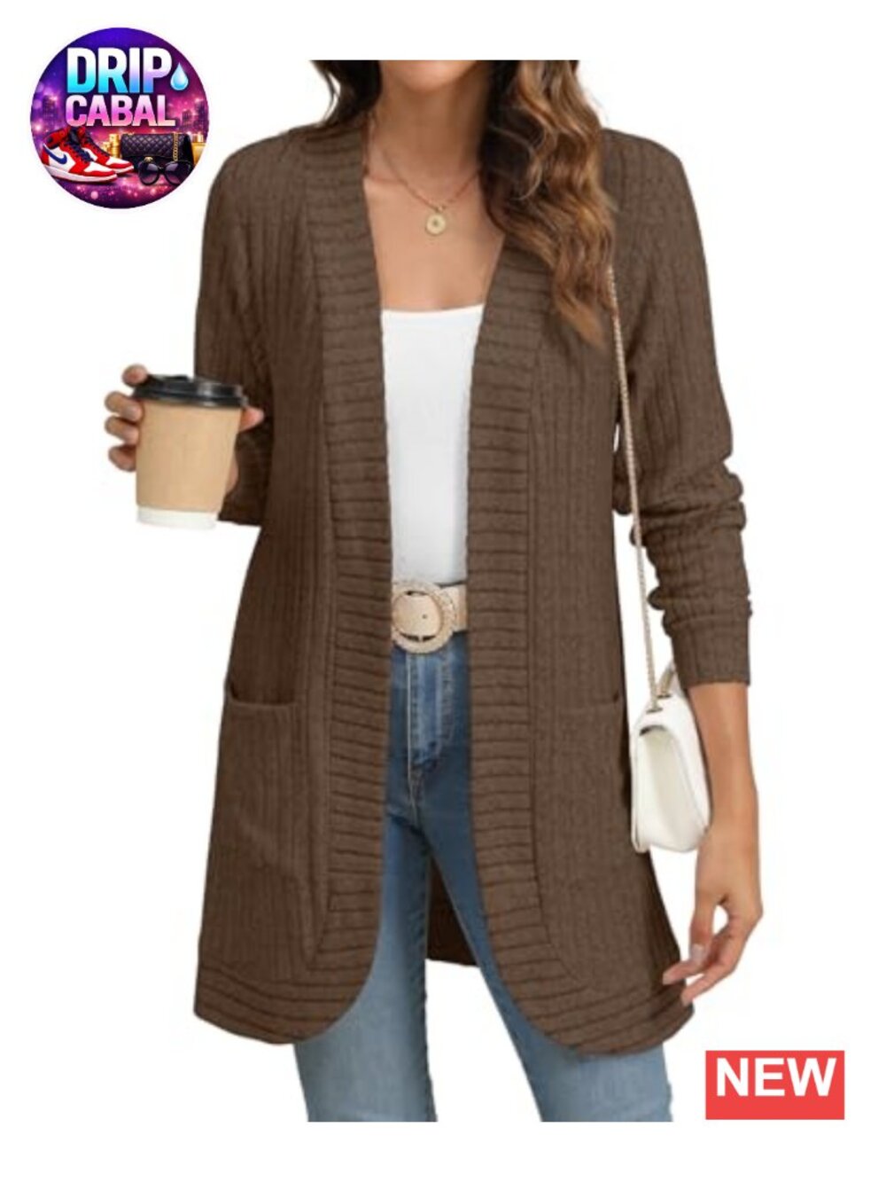 Open Front Cardigan Sweater Long Sleeve with Pockets Loose Fit Lightweight